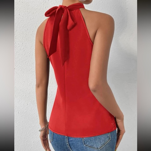 Luxe Sequin Halter Party Evening Holiday Top - Picture 10 of 12